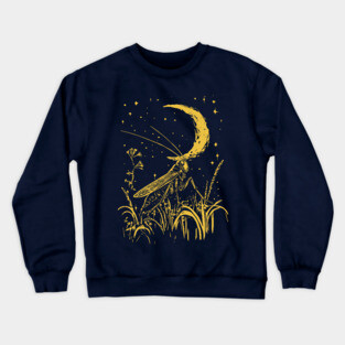 Mystical Grasshopper on the Crescent Moon – Night’s Whisper Crewneck Sweatshirt