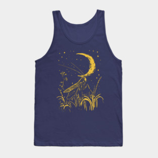 Mystical Grasshopper on the Crescent Moon – Night’s Whisper Tank Top