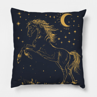 Celestial Horse in Motion – Wild Spirit Under the Stars Pillow