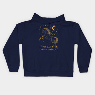 Celestial Horse in Motion – Wild Spirit Under the Stars Kids Hoodie