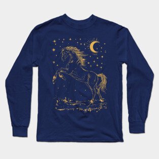 Celestial Horse in Motion – Wild Spirit Under the Stars Long Sleeve T-Shirt