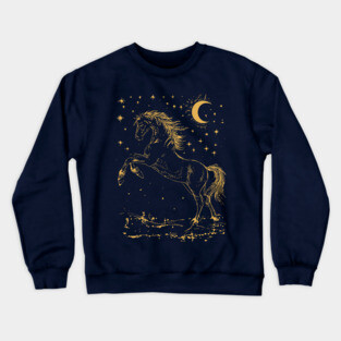 Celestial Horse in Motion – Wild Spirit Under the Stars Crewneck Sweatshirt