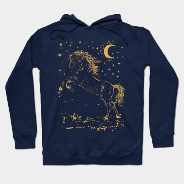 Celestial Horse in Motion – Wild Spirit Under the Stars Hoodie by TuncGK