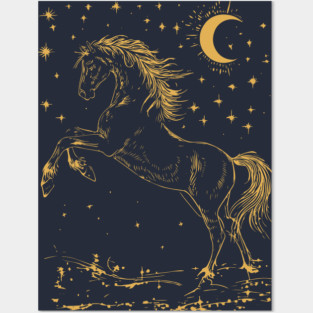 Celestial Horse in Motion – Wild Spirit Under the Stars Posters and Art