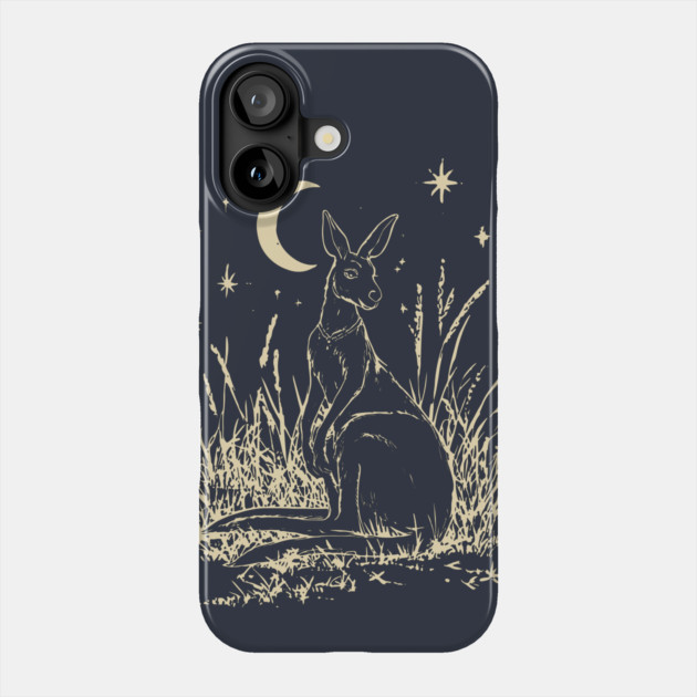 Mystical Kangaroo Under Starlit Sky – Celestial Outback Dream Phone Case by TuncGK