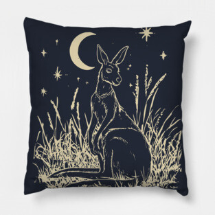 Mystical Kangaroo Under Starlit Sky – Celestial Outback Dream Pillow