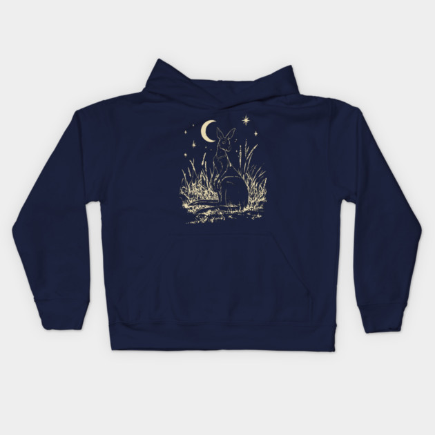 Mystical Kangaroo Under Starlit Sky – Celestial Outback Dream Kids Hoodie by TuncGK