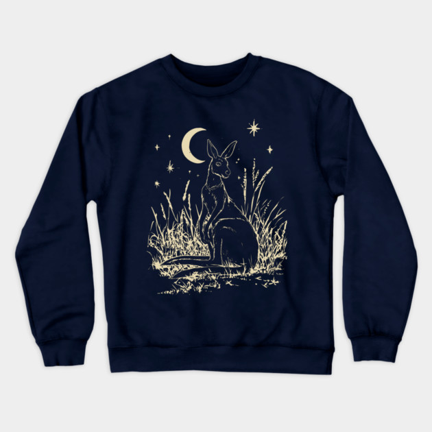 Mystical Kangaroo Under Starlit Sky – Celestial Outback Dream Crewneck Sweatshirt by TuncGK