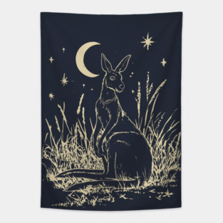 Mystical Kangaroo Under Starlit Sky – Celestial Outback Dream Tapestry