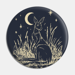 Mystical Kangaroo Under Starlit Sky – Celestial Outback Dream Pin