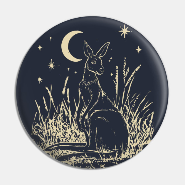 Mystical Kangaroo Under Starlit Sky – Celestial Outback Dream Pin by TuncGK