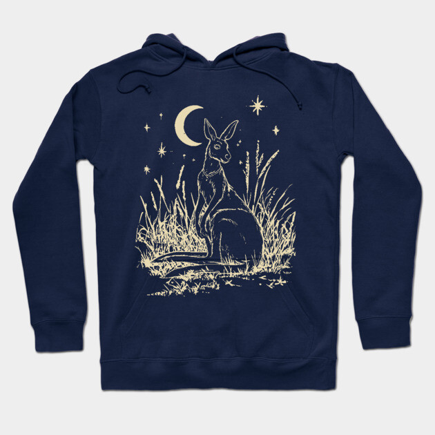 Mystical Kangaroo Under Starlit Sky – Celestial Outback Dream Hoodie by TuncGK