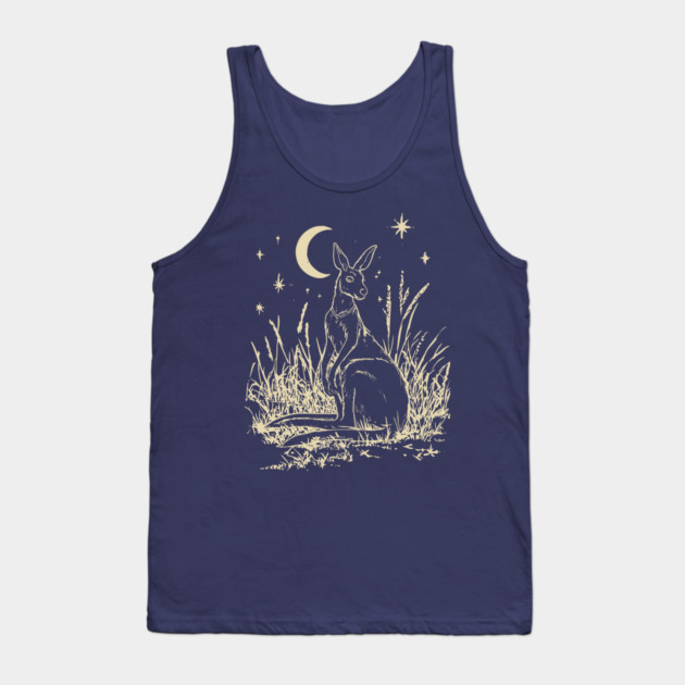 Mystical Kangaroo Under Starlit Sky – Celestial Outback Dream Tank Top by TuncGK