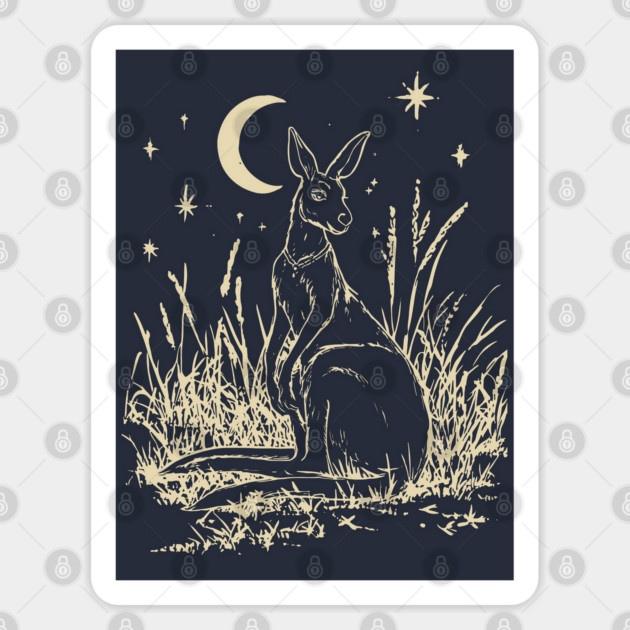 Mystical Kangaroo Under Starlit Sky – Celestial Outback Dream Sticker by TuncGK