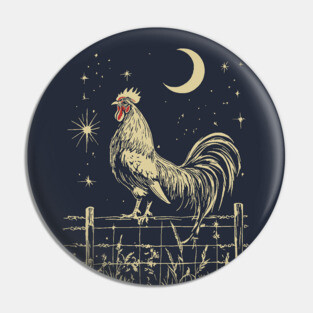 Celestial Rooster at Dawn – Mystical Sunrise Awakening Pin