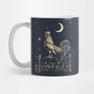 Celestial Rooster at Dawn – Mystical Sunrise Awakening Mug