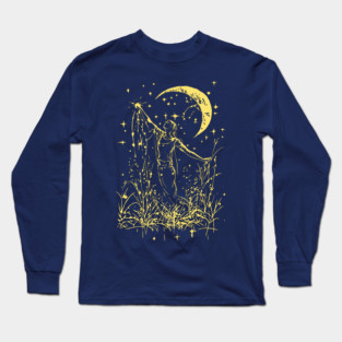 Celestial Goddess Under the Moon – Feminine Lunar Energy Long Sleeve T-Shirt