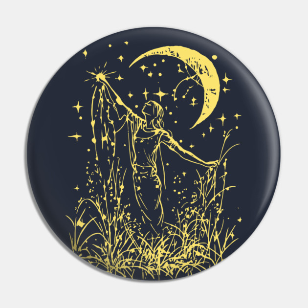 Celestial Goddess Under the Moon – Feminine Lunar Energy Pin by TuncGK