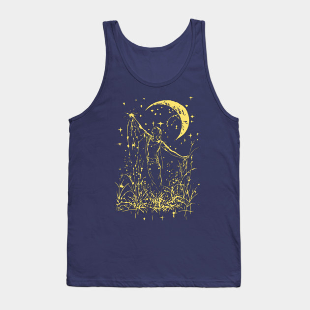 Celestial Goddess Under the Moon – Feminine Lunar Energy Tank Top by TuncGK