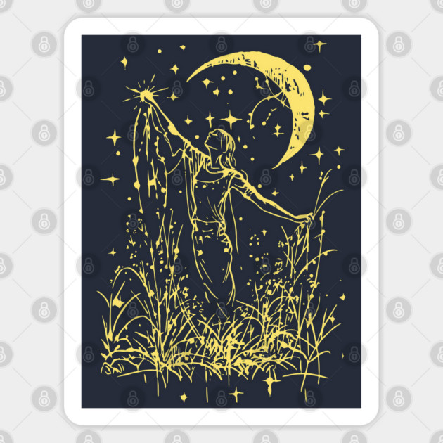 Celestial Goddess Under the Moon – Feminine Lunar Energy Sticker by TuncGK