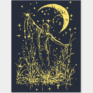 Celestial Goddess Under the Moon – Feminine Lunar Energy Posters and Art