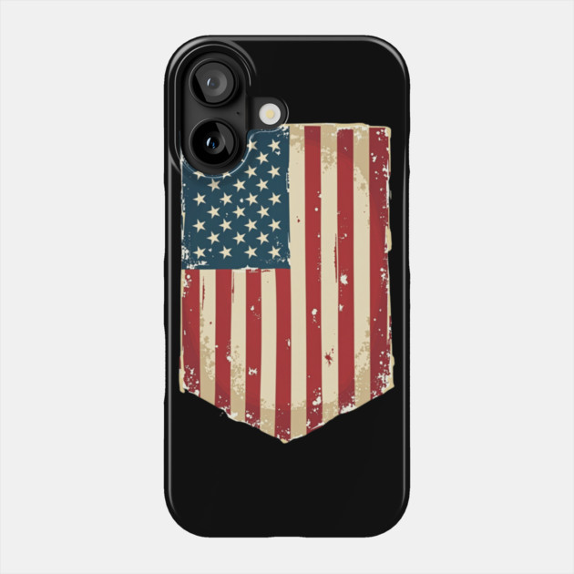 Weathered Resilience: Distressed Stars and Stripes Phone Case by Steve
