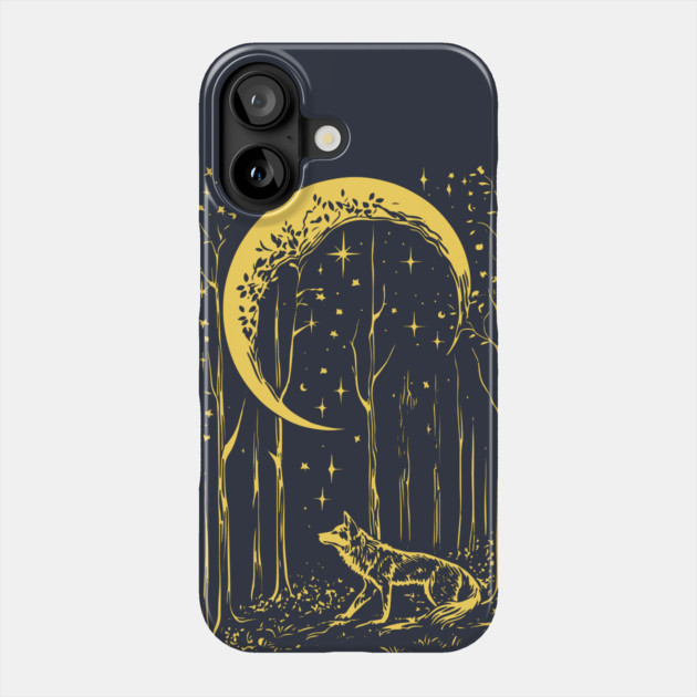 Mystical Wolf Howling at the Crescent Moon – Spirit of the Night Phone Case by TuncGK