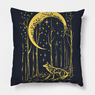 Mystical Wolf Howling at the Crescent Moon – Spirit of the Night Pillow