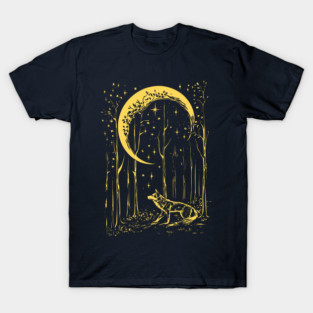 Mystical Wolf Howling at the Crescent Moon – Spirit of the Night T-Shirt