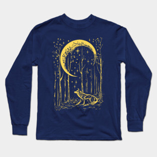 Mystical Wolf Howling at the Crescent Moon – Spirit of the Night Long Sleeve T-Shirt