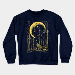 Mystical Wolf Howling at the Crescent Moon – Spirit of the Night Crewneck Sweatshirt