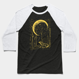 Mystical Wolf Howling at the Crescent Moon – Spirit of the Night Baseball T-Shirt