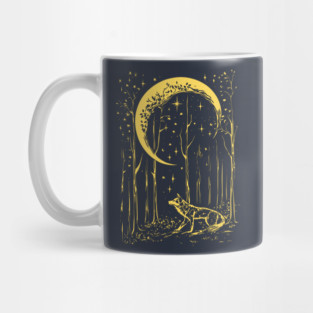 Mystical Wolf Howling at the Crescent Moon – Spirit of the Night Mug