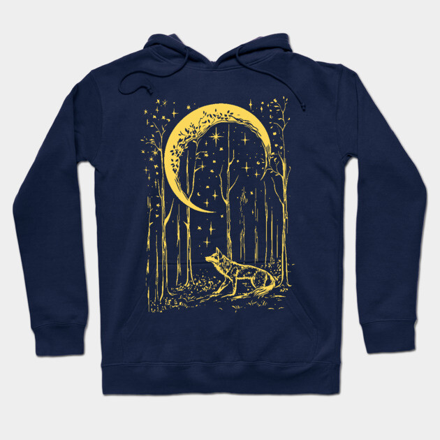 Mystical Wolf Howling at the Crescent Moon – Spirit of the Night Hoodie by TuncGK
