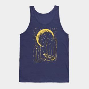Mystical Wolf Howling at the Crescent Moon – Spirit of the Night Tank Top