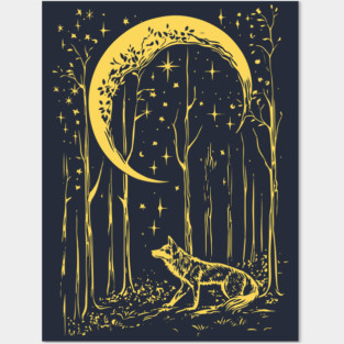 Mystical Wolf Howling at the Crescent Moon – Spirit of the Night Posters and Art