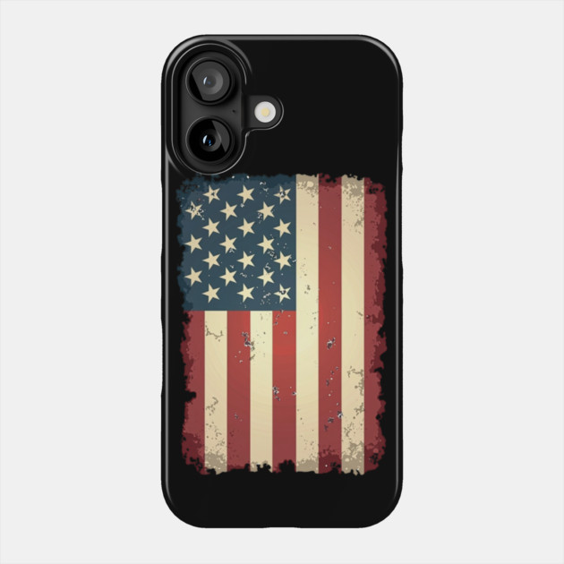Weathered Resilience: Distressed Stars and Stripes Phone Case by Steve