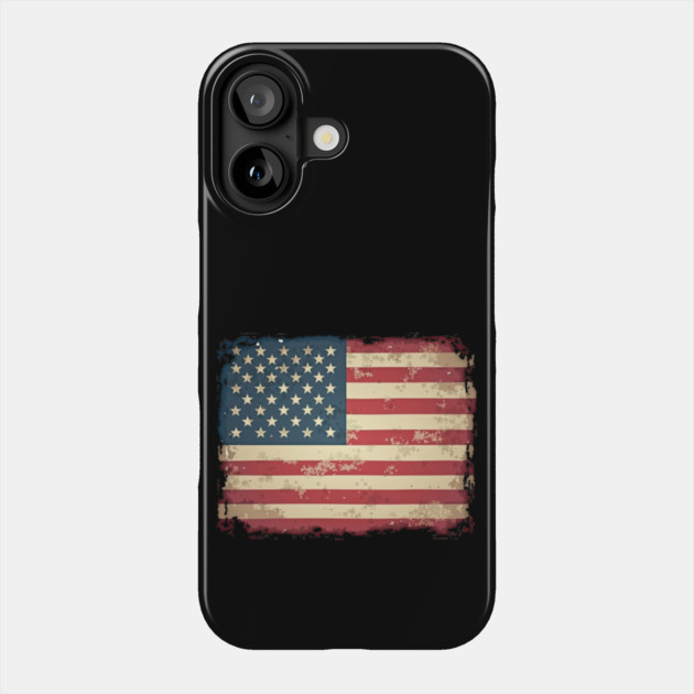 Weathered Resilience: Distressed Stars and Stripes Phone Case by Steve