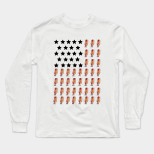 Weathered Resilience: Distressed Stars and Stripes Long Sleeve T-Shirt