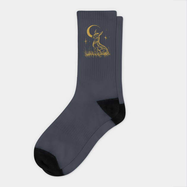 Celestial Baby Donkey Under the Moon – Gentle Nighttime Whimsy Socks by TuncGK