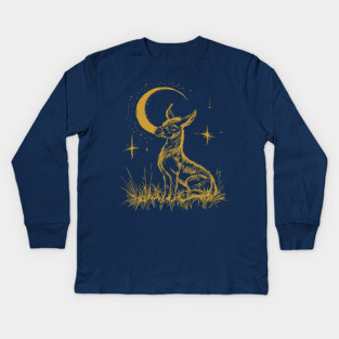 Celestial Baby Donkey Under the Moon – Gentle Nighttime Whimsy Kids Long Sleeve T-Shirt