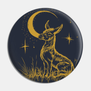 Celestial Baby Donkey Under the Moon – Gentle Nighttime Whimsy Pin