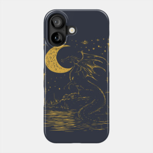 Mystical Dragon by the Moonlit Waters – Celestial Fantasy Beast Phone Case
