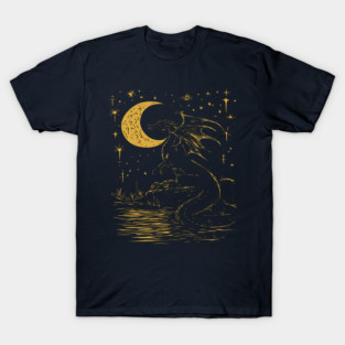 Mystical Dragon by the Moonlit Waters – Celestial Fantasy Beast T-Shirt