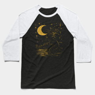 Mystical Dragon by the Moonlit Waters – Celestial Fantasy Beast Baseball T-Shirt