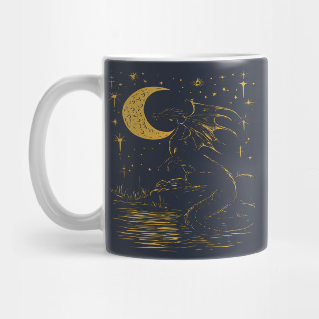 Mystical Dragon by the Moonlit Waters – Celestial Fantasy Beast by TuncGK