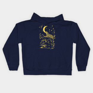 Celestial Leopard in the Night – Moonlit Jungle Majesty Kids Hoodie