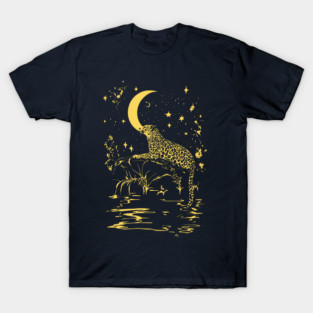 Celestial Leopard in the Night – Moonlit Jungle Majesty T-Shirt