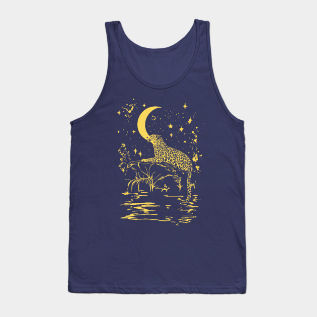 Celestial Leopard in the Night – Moonlit Jungle Majesty Tank Top by TuncGK