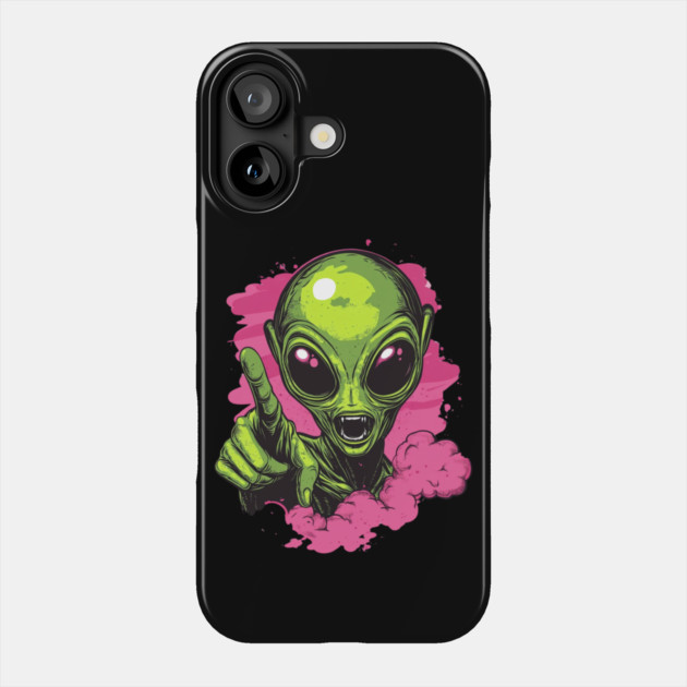 Cosmic Command: The Pointing Alien Phone Case by Steve